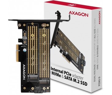 Adapter Axagon PCEM2-D PCIe NVME + SATA M.2