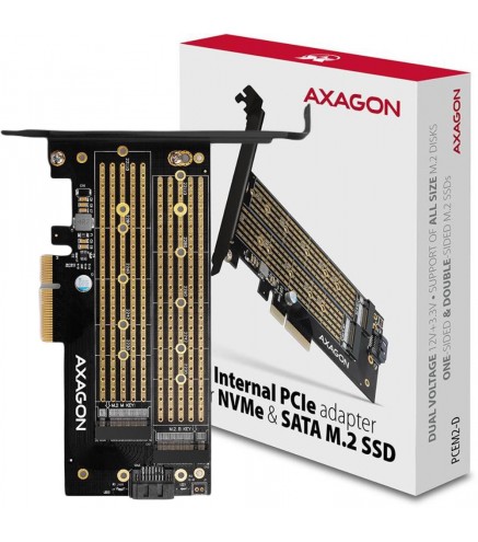 Adapter Axagon PCEM2-D PCIe NVME + SATA M.2