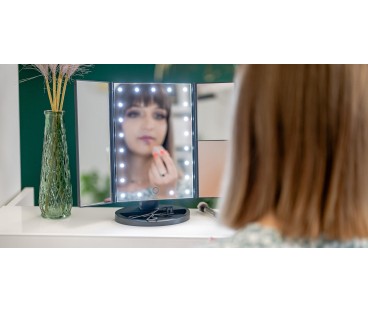 Lusterko do makijażu Humanas HS-ML04 z podświetleniem LED - czarny