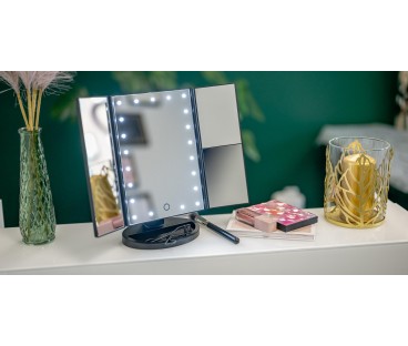 Lusterko do makijażu Humanas HS-ML04 z podświetleniem LED - czarny