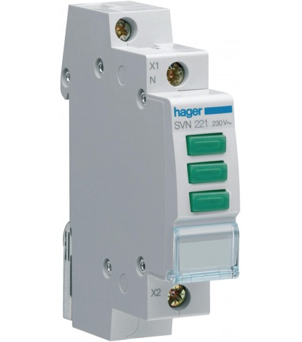 Lampka sygnalizacyjna, 230V AC, 3 x Zielony LED HAGER SVN221
