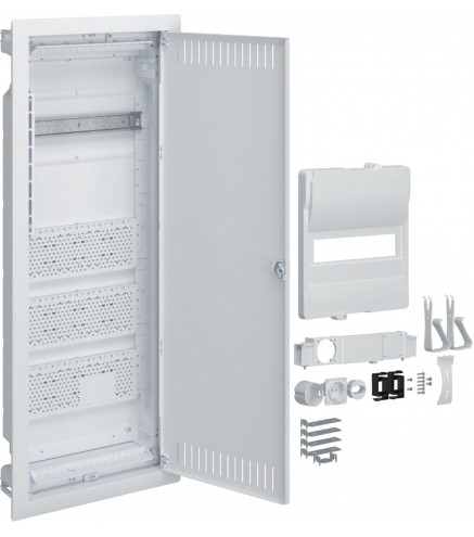 Rozdzielnica hybrydowa podtynkowa, 1 x12modułów, 3x płyta montażowa, 1x gniazdo 230V, HAGER Volta Hybrid VU601PLH