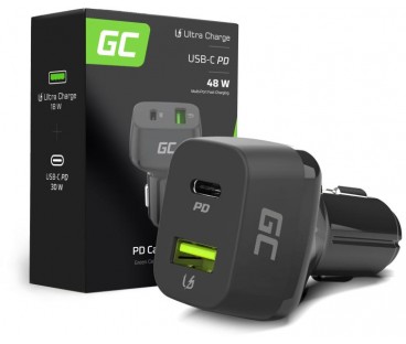 ŁADOWARKA SAMOCHODOWA Green Cell 48W 1x USB-C 1x USB-A Power Delivery 30W Quick Charge 3.0 CAD33
