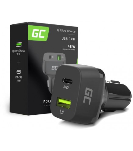 ŁADOWARKA SAMOCHODOWA Green Cell 48W 1x USB-C 1x USB-A Power Delivery 30W Quick Charge 3.0 CAD33
