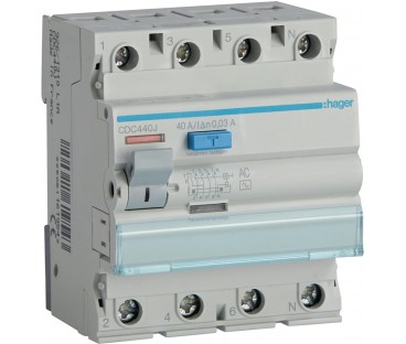 Wyłącznik różnicowoprądowy 3P+N 40A 30mA 6kA AC HAGER CDC440J