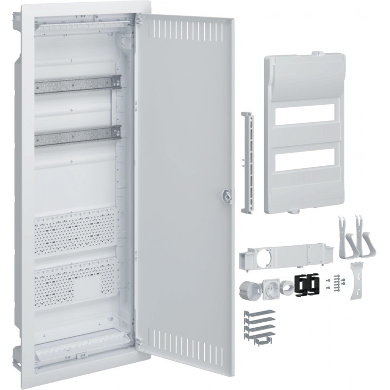 Rozdzielnica hybrydowa podtynkowa, 2 x12modułów, 2x płyta montażowa, 1x gniazdo 230V, HAGER Volta Hybrid VU602PLH