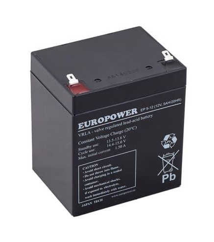 Akumulator AGM EUROPOWER serii EP 12V 5Ah T1 (Żywotność 6-9 lat)