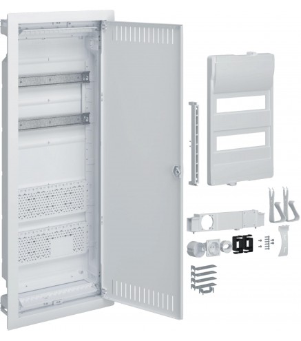 Rozdzielnica hybrydowa podtynkowa, 2 x12modułów, 2x płyta montażowa, 1x gniazdo 230V, HAGER Volta Hybrid VU602PLH