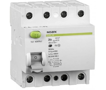 WYŁĄCZNIK RÓŻNICOWOPRĄDOWY, 6 KA, 40A, 30MA, 4P TYP AC EX9L-N Noark 108332