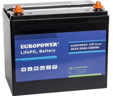 Akumulator LiFePO4 EUROPOWER serii LFP 25,6V 50Ah Bluetooth (Żywotność ~2000 cykli)