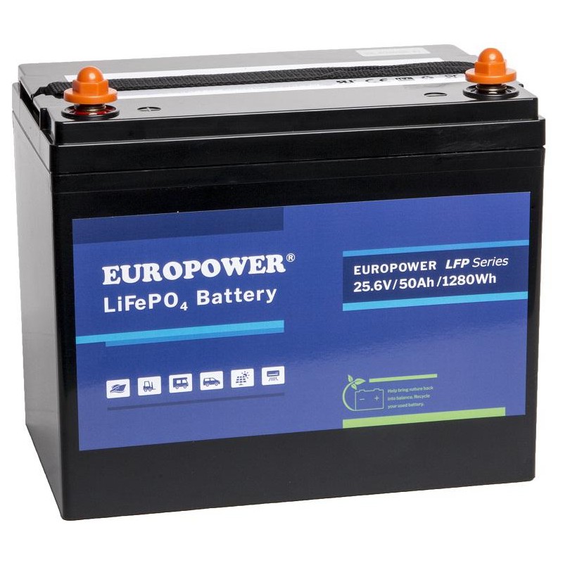 Akumulator LiFePO4 EUROPOWER serii LFP 25,6V 50Ah Bluetooth (Żywotność ~2000 cykli)
