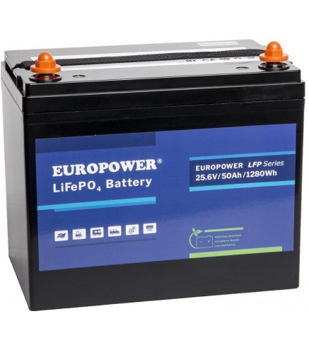 Akumulator LiFePO4 EUROPOWER serii LFP 25,6V 50Ah Bluetooth (Żywotność ~2000 cykli)