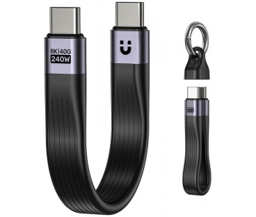 Unitek Kabel USB-C w formie breloka | USB4 | 40 Gb/s | 240W PD 8K | 13 cm, czarny