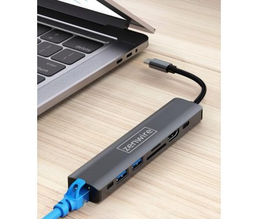 HUB USB-C Przejściówka ADAPTER 8w1 HDMI 2.0 4K 60 Hz Gigabit Ethernet 1000 Mbps Zenwire HUB81