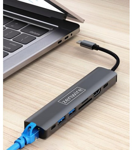 HUB USB-C Przejściówka ADAPTER 8w1 HDMI 2.0 4K 60 Hz Gigabit Ethernet 1000 Mbps Zenwire HUB81