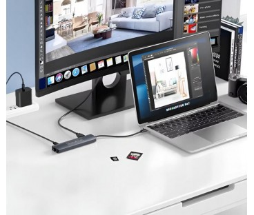 HUB USB-C Przejściówka ADAPTER 8w1 HDMI 2.0 4K 60 Hz Gigabit Ethernet 1000 Mbps Zenwire HUB81