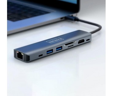 HUB USB-C Przejściówka ADAPTER 8w1 HDMI 2.0 4K 60 Hz Gigabit Ethernet 1000 Mbps Zenwire HUB81