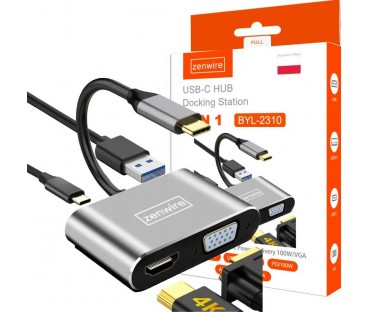 ADAPTER HUB Przejściówka USB-C 4W1 HDMI 4K VGA USB Zenwire BYL-2310