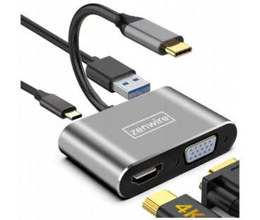 ADAPTER HUB Przejściówka USB-C 4W1 HDMI 4K VGA USB Zenwire BYL-2310