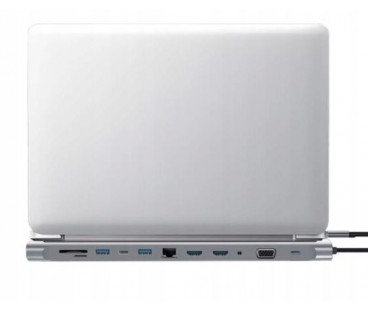 HUB ADAPTER USB-C 12w1 Stacja Dokująca 2x HDMI 4K ETHERNET RJ45 USB 3.0 BYL-2211