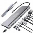 HUB ADAPTER USB-C 12w1 Stacja Dokująca 2x HDMI 4K ETHERNET RJ45 USB 3.0 BYL-2211
