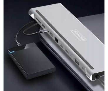 HUB ADAPTER USB-C 12w1 Stacja Dokująca 2x HDMI 4K ETHERNET RJ45 USB 3.0 BYL-2211