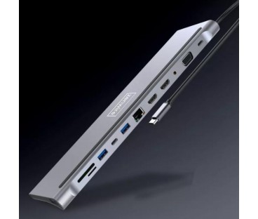 HUB ADAPTER USB-C 12w1 Stacja Dokująca 2x HDMI 4K ETHERNET RJ45 USB 3.0 BYL-2211
