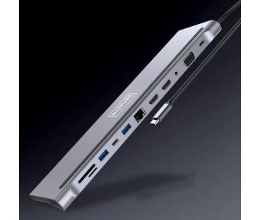 HUB ADAPTER USB-C 12w1 Stacja Dokująca 2x HDMI 4K ETHERNET RJ45 USB 3.0 BYL-2211