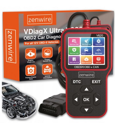 Interfejs Tester Skaner Diagnostyczny  OBD2 ELM327 CAN Zenwire V620