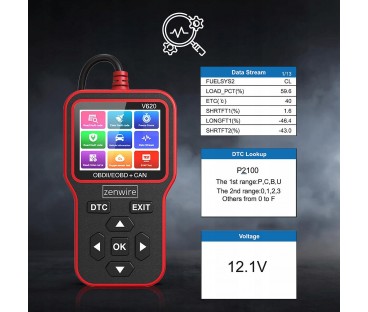 Interfejs Tester Skaner Diagnostyczny  OBD2 ELM327 CAN Zenwire V620