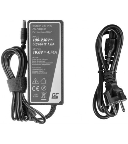 ZASILACZ ŁADOWARKA DO LAPTOPA ASUS TOSHIBA Green Cell PRO AD27AP 19V 4,74A 90W 5,5mm/2,5mm