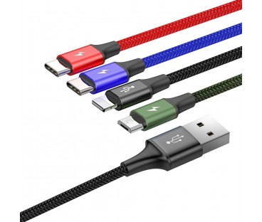 KABEL 4w1 USB-A / Lighting iPhone 2x USB-C micro-USB Baseus Cafule CA1T4-B01 1.2m 3.5A W OPLOCIE