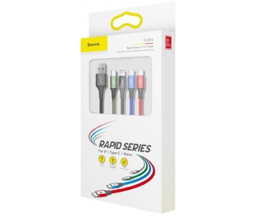 KABEL 4w1 USB-A / Lighting iPhone 2x USB-C micro-USB Baseus Cafule CA1T4-B01 1.2m 3.5A W OPLOCIE