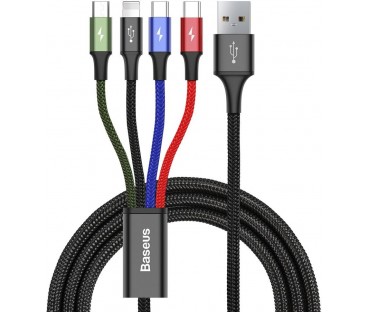 KABEL 4w1 USB-A / Lighting iPhone 2x USB-C micro-USB Baseus Cafule CA1T4-B01 1.2m 3.5A W OPLOCIE