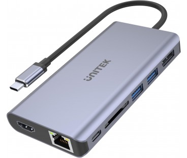 Adapter Unitek D1056A Hub USB-C 2x USB 3.1 HDMI DP RJ45 czytnikSD