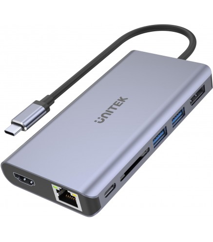 Adapter Unitek D1056A Hub USB-C 2x USB 3.1 HDMI DP RJ45 czytnikSD