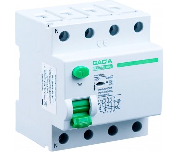 Wyłącznik różnicowoprądowy 40A, 30mA, 4P, typ A GACIA PR8NM 4P 40A 30MA A