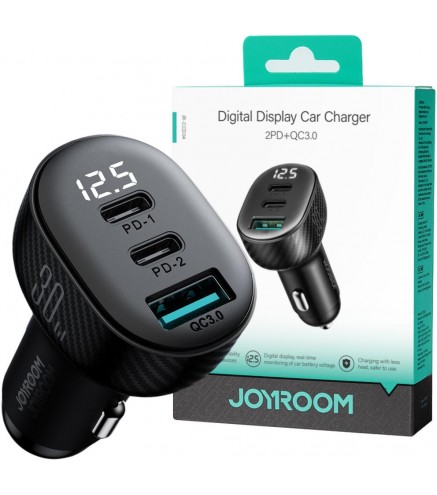 Ładowarka samochodowa Joyroom JR-CCD04 30W 4A 2x USB-C 1x USB-A PD QC 3.0