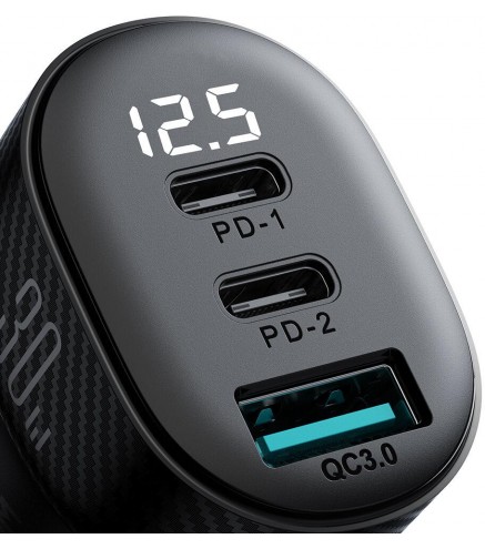 Ładowarka samochodowa Joyroom JR-CCD04 30W 4A 2x USB-C 1x USB-A PD QC 3.0