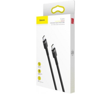 KABEL USB-C / USB-C Baseus Cafule CATKLF-HG1 200cm 60W 3A PD 2.0 QC 3.0 CZARNO-SZARY W OPLOCIE