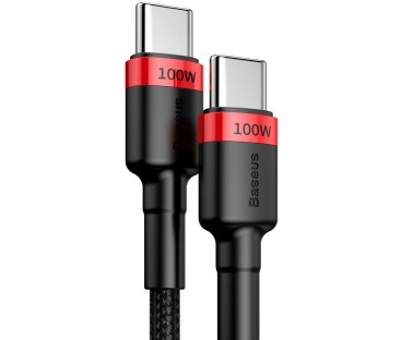 KABEL USB-C / USB-C Baseus Cafule CATKLF-AL91 200cm 100W 5A PD 2.0 QC 3.0 CZARNY W OPLOCIE
