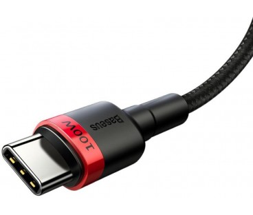 KABEL USB-C / USB-C Baseus Cafule CATKLF-AL91 200cm 100W 5A PD 2.0 QC 3.0 CZARNY W OPLOCIE