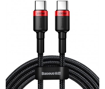 KABEL USB-C / USB-C Baseus Cafule CATKLF-AL91 200cm 100W 5A PD 2.0 QC 3.0 CZARNY W OPLOCIE