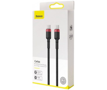 KABEL USB-C / USB-C Baseus Cafule CATKLF-AL91 200cm 100W 5A PD 2.0 QC 3.0 CZARNY W OPLOCIE