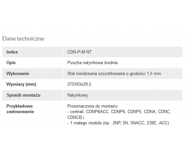 ACO CDN-P-M NT Ramka natynkowa średnia CDN z daszkiem, do CDNP5/6, CDNC/B, CDNA
