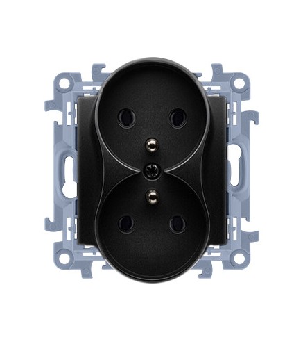 KONTAKT SIMON 10 MODUŁ CZARNY MAT GNIAZDO 2X Z/U ZACISKI ŚRUBOWE 16A 250V