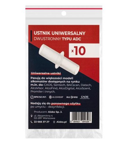 Ustnik uniwersalny dwustronny typu ADC AISKO do alkomatów opakowanie (10 szt.)
