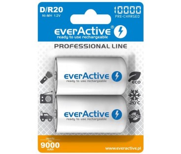 Akumulatorki D / R20 Ni-MH everActive 10000mAh Professional Line (box 2 szt.)