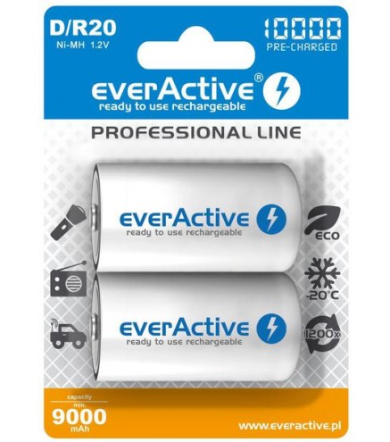 Akumulatorki D / R20 Ni-MH everActive 10000mAh Professional Line (box 2 szt.)