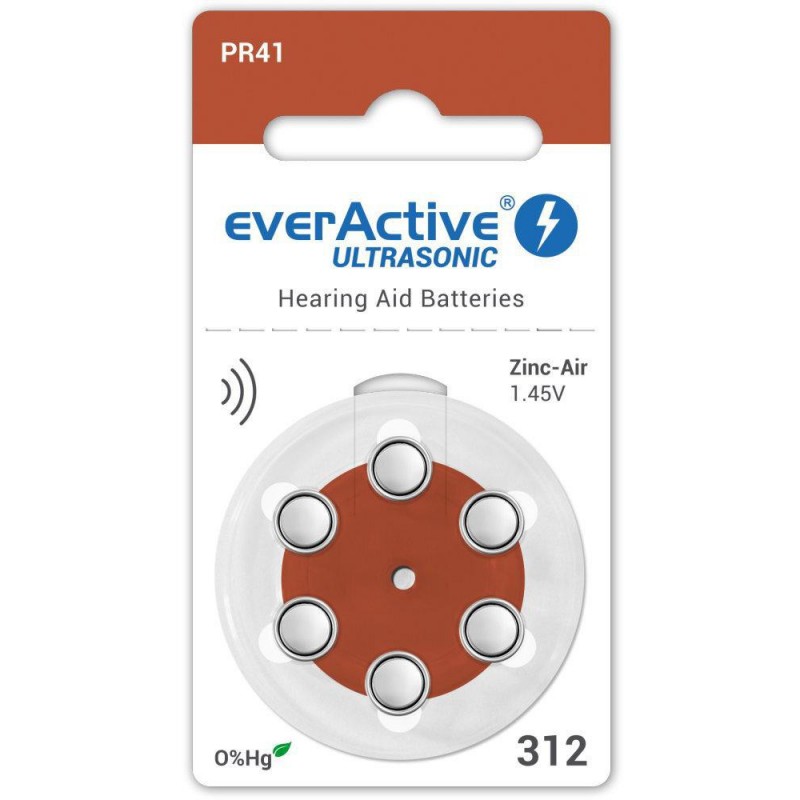 Bateria do aparatu słuchowego everActive ULTRASONIC 312 / PR41 (blister 6 szt.)